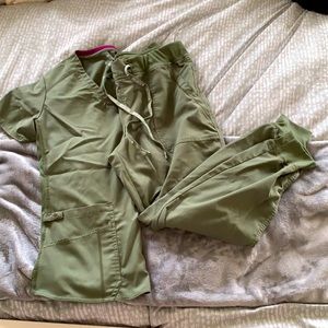 Olive green Med Couture scrub set